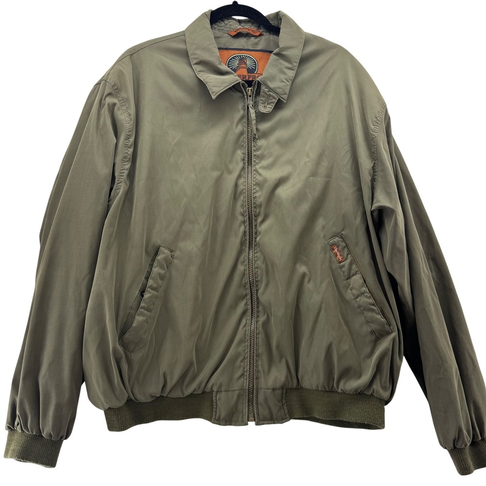Weatherproof Garment Co Men's XL Olive Green Bomber Jacket Coat Classic